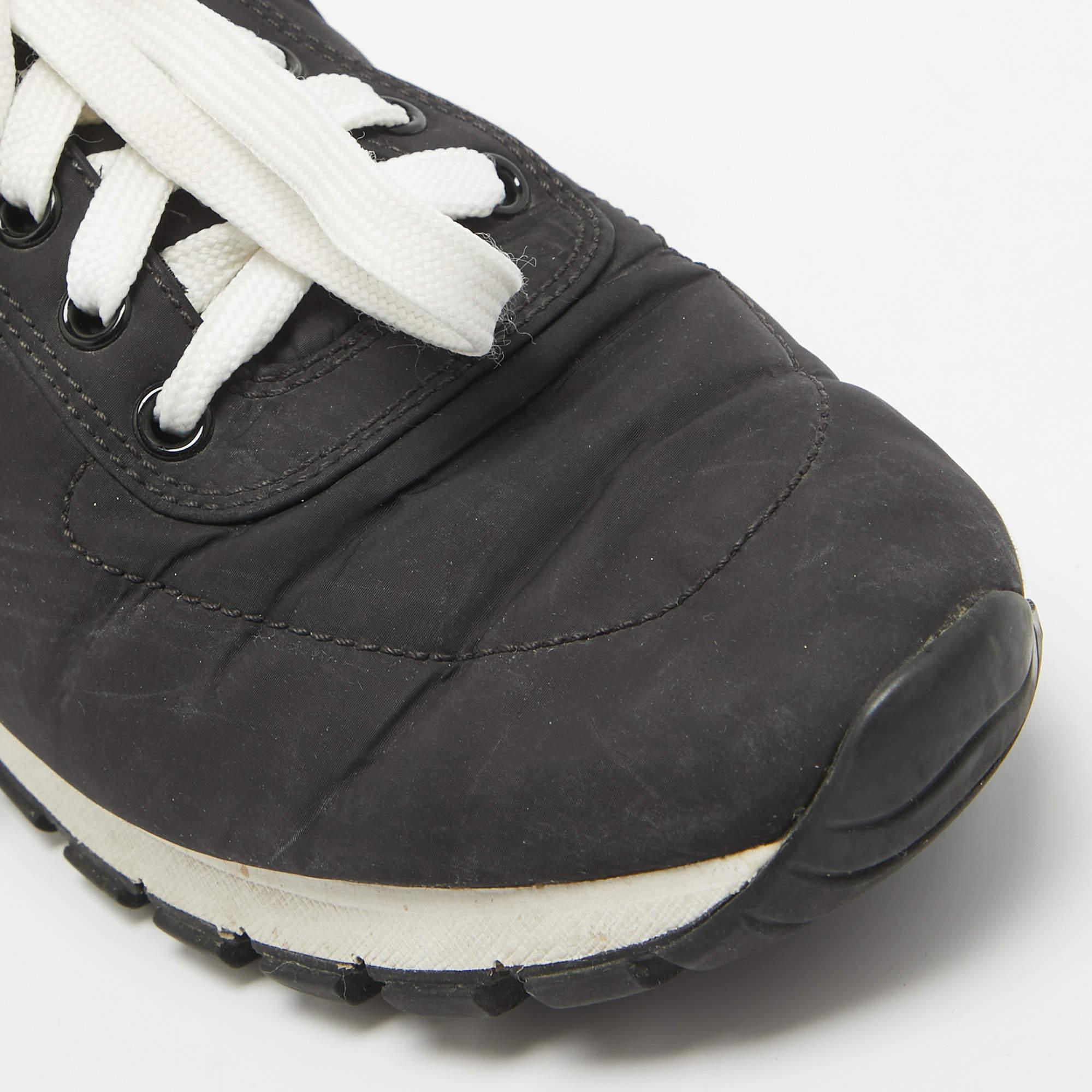 Prada Black Nylon Prax 01 Lace Up Sneakers Size 38.5 3