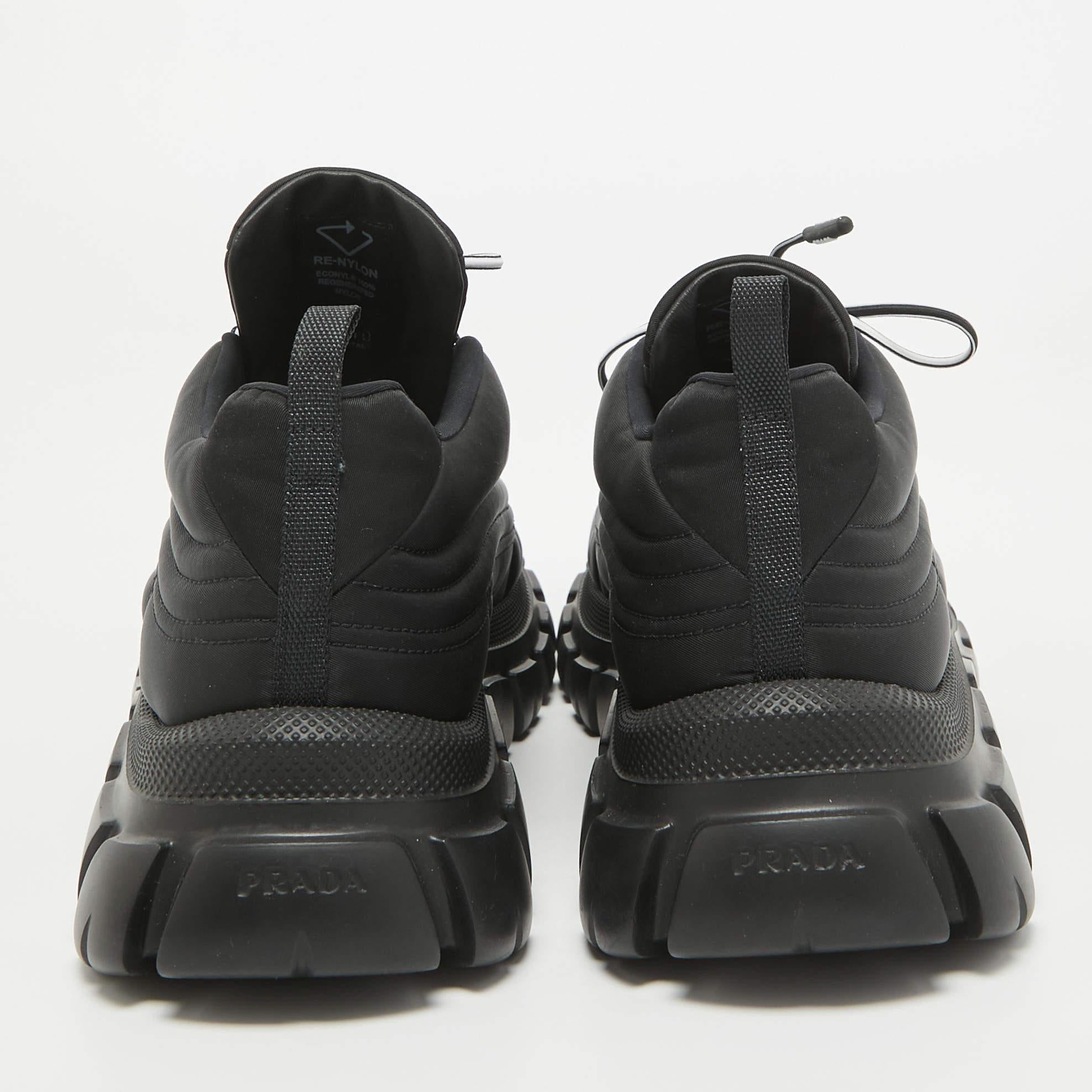 Women's Prada Black Nylon Prax Low Top Sneakers Size 40