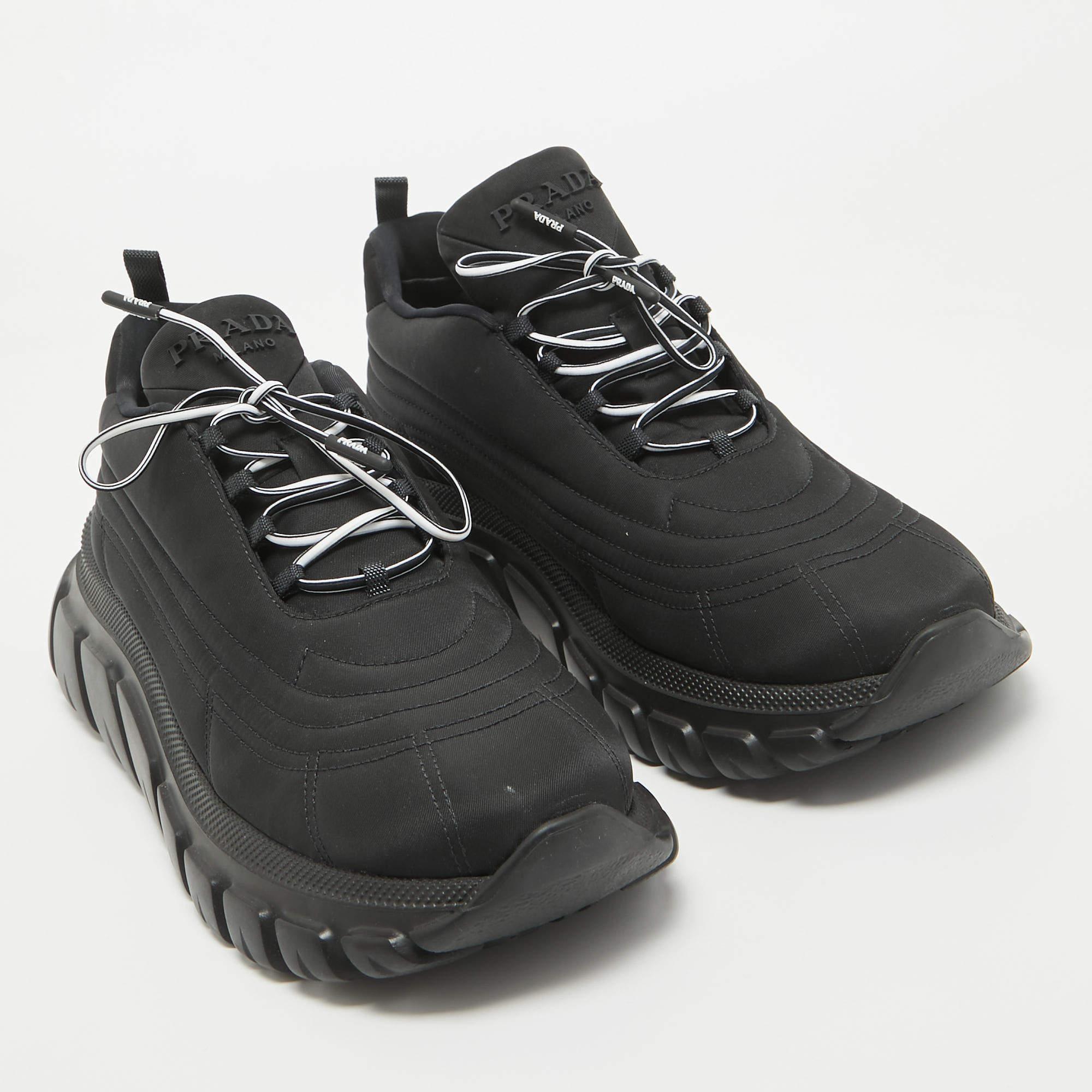 Prada Black Nylon Prax Low Top Sneakers Size 40 1