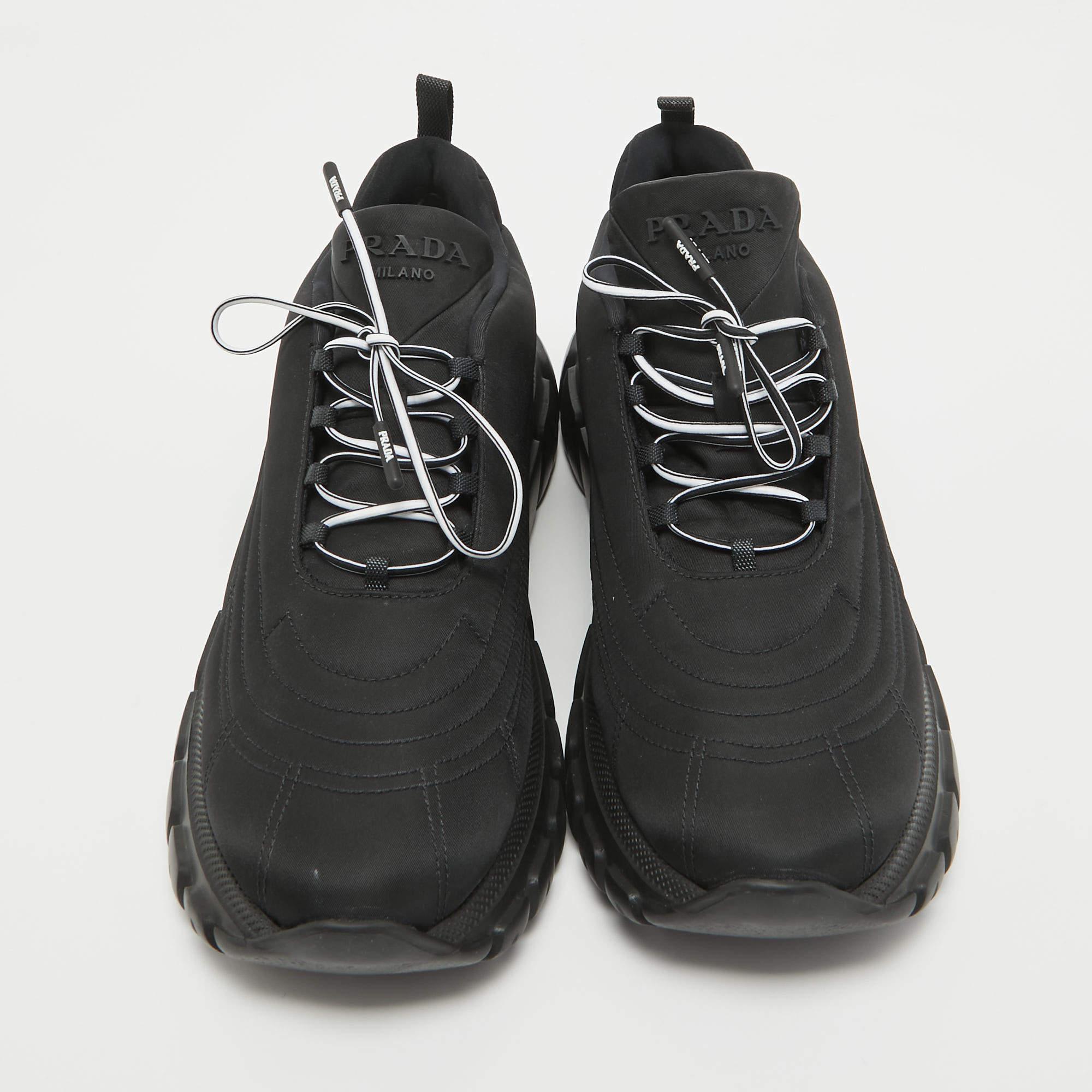 Prada Black Nylon Prax Low Top Sneakers Size 40 2