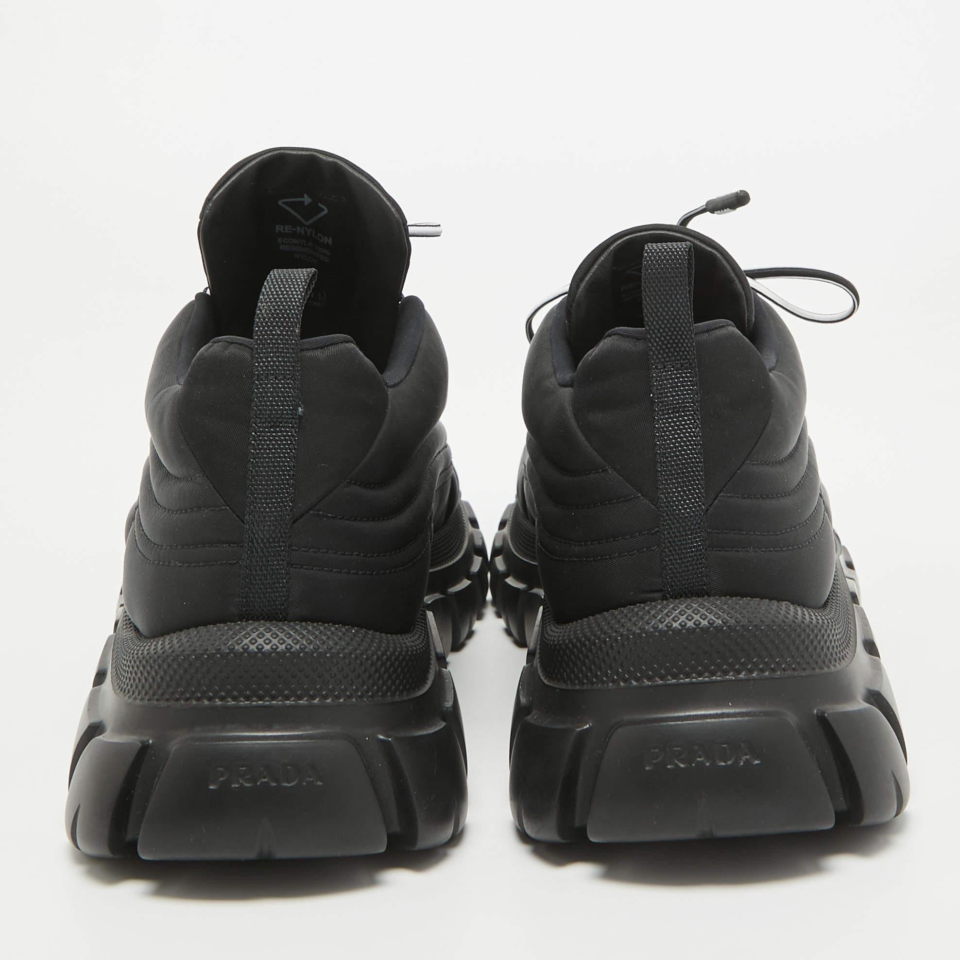 Prada Black Nylon Prax Low Top Sneakers Size 40 4