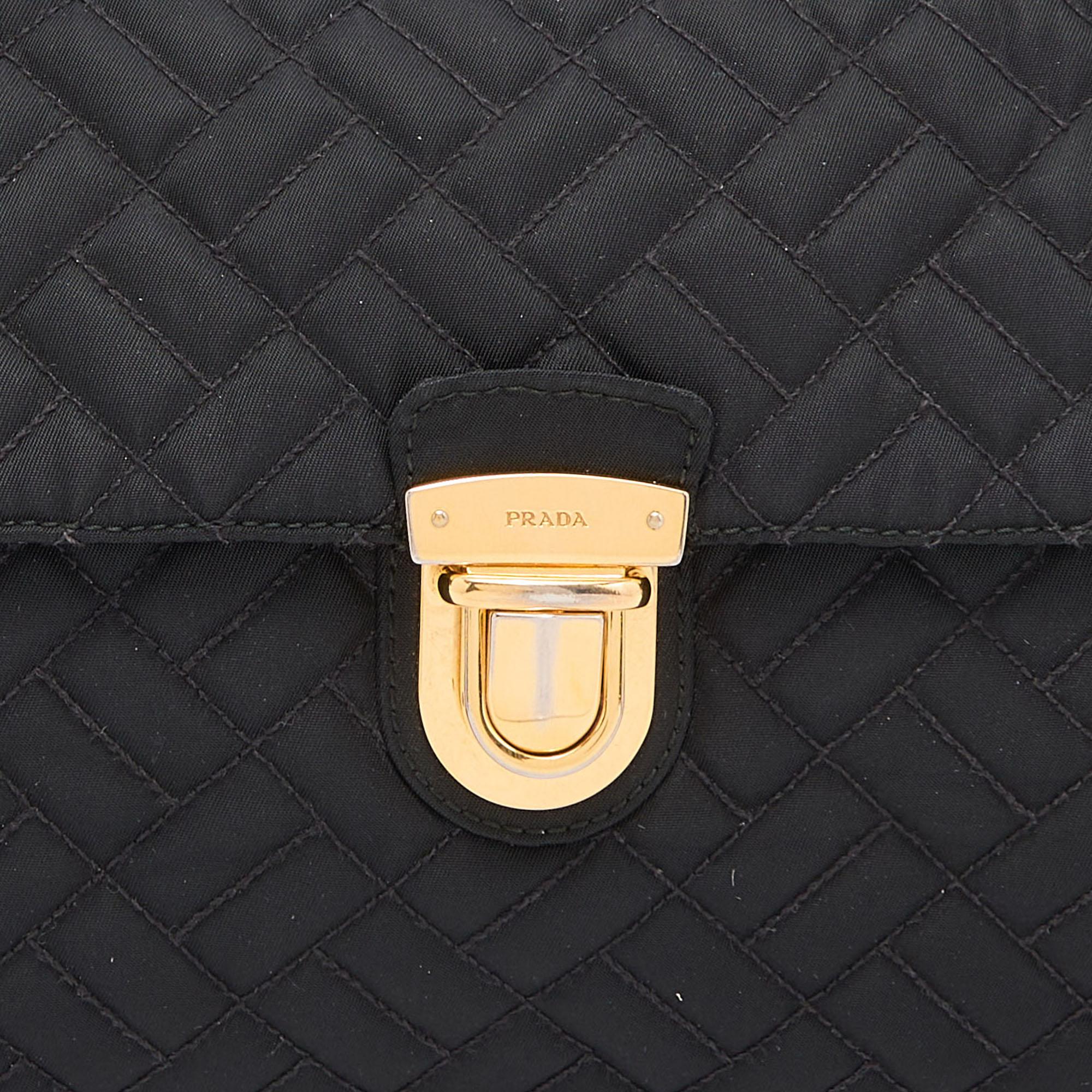 Prada Black Nylon Push Lock Shoulder Bag 3