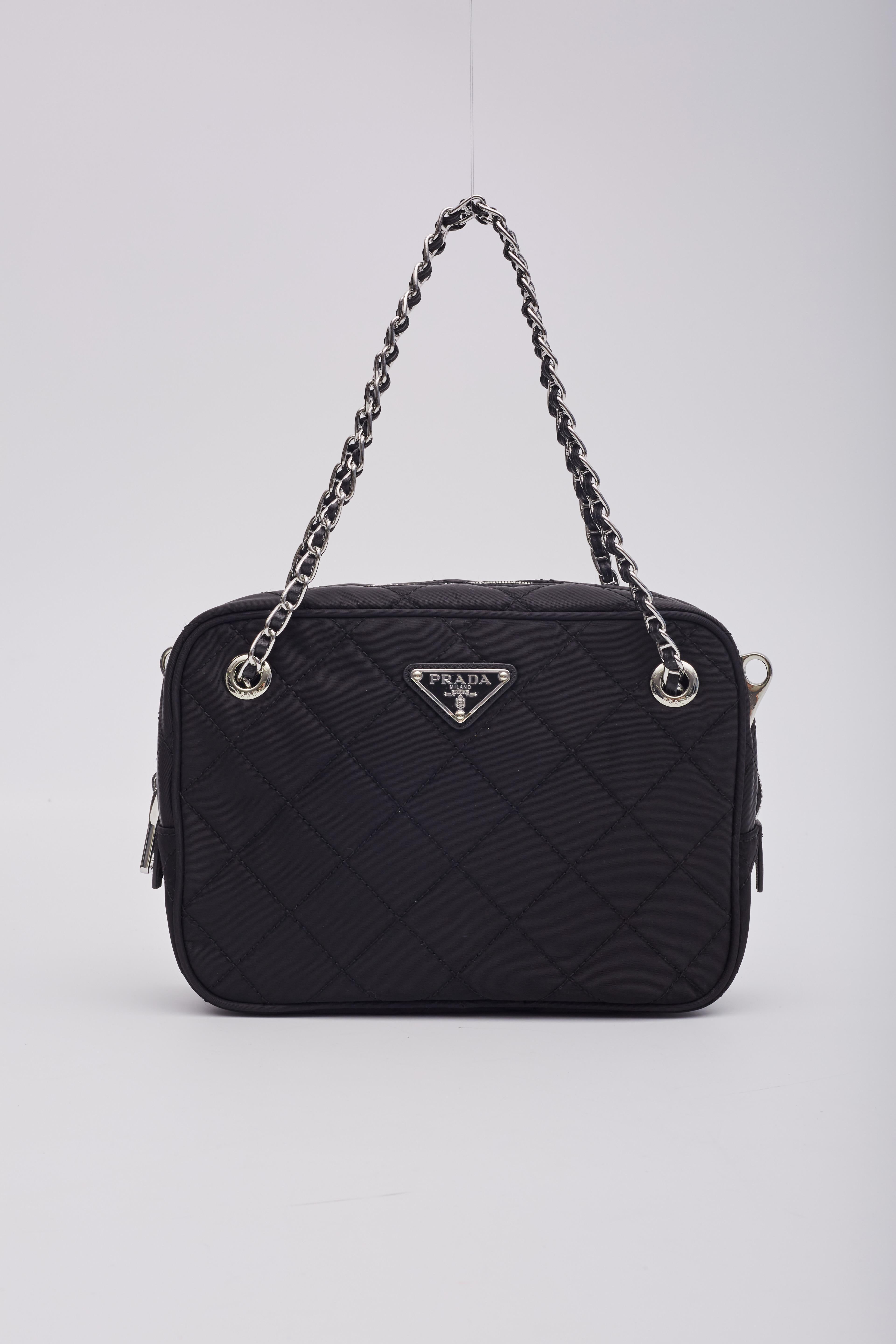 Prada Black Nylon Quilted Bandoliera Shoulder Bag In Excellent Condition In Montreal, Quebec