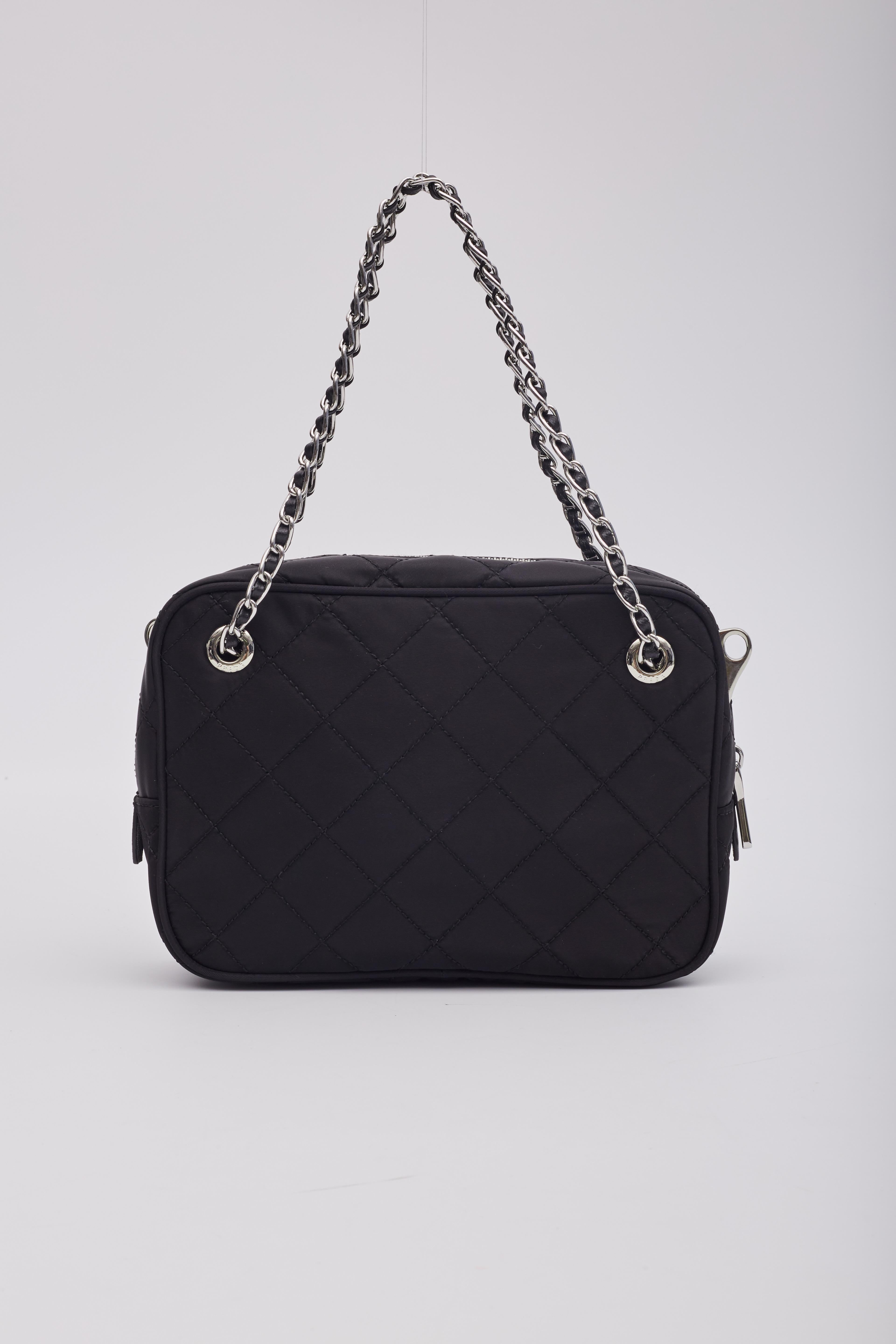 Women's Prada Black Nylon Quilted Bandoliera Shoulder Bag