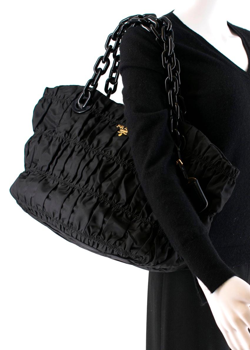 Women's Prada Black Nylon Quilted Tote Shoulder Bag 48cm