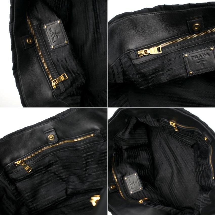 Prada Black Nylon Quilted Tote Shoulder Bag 48cm 2