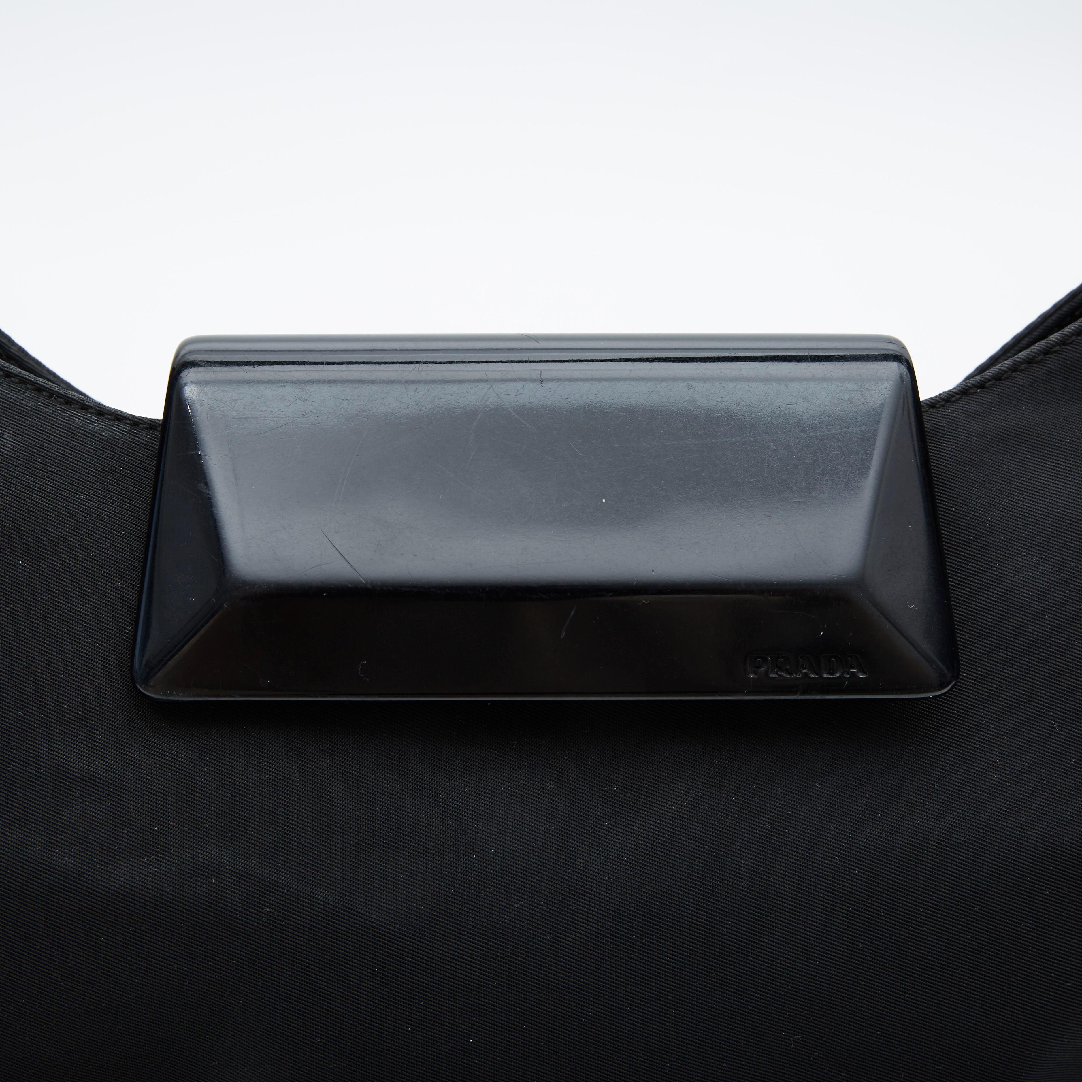 da uomo o donna Borsa Tote Prada in nylon nero con laccetto in resina