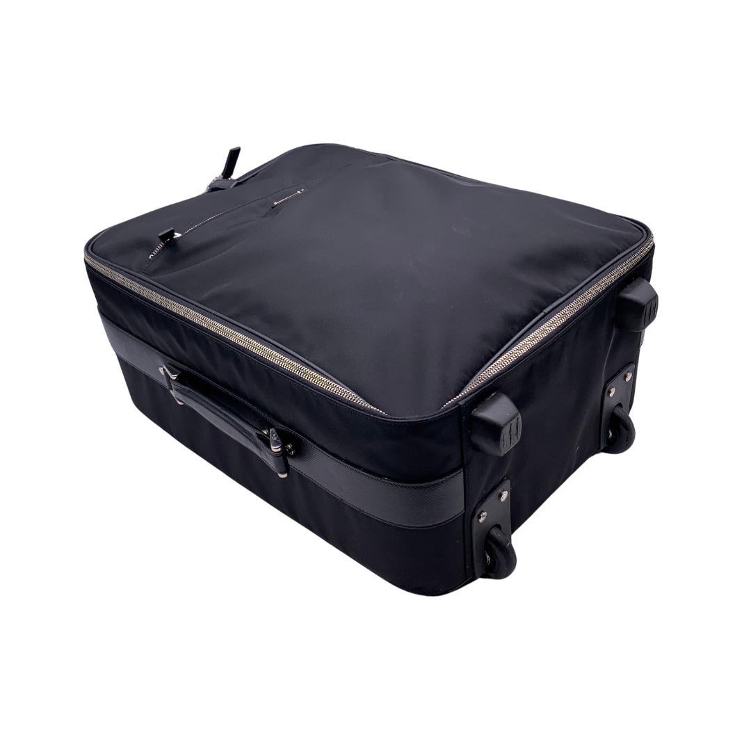 Prada Black Nylon Rolling Suitcase Trolley Luggage Travel Bag In Excellent Condition In Rome, Rome