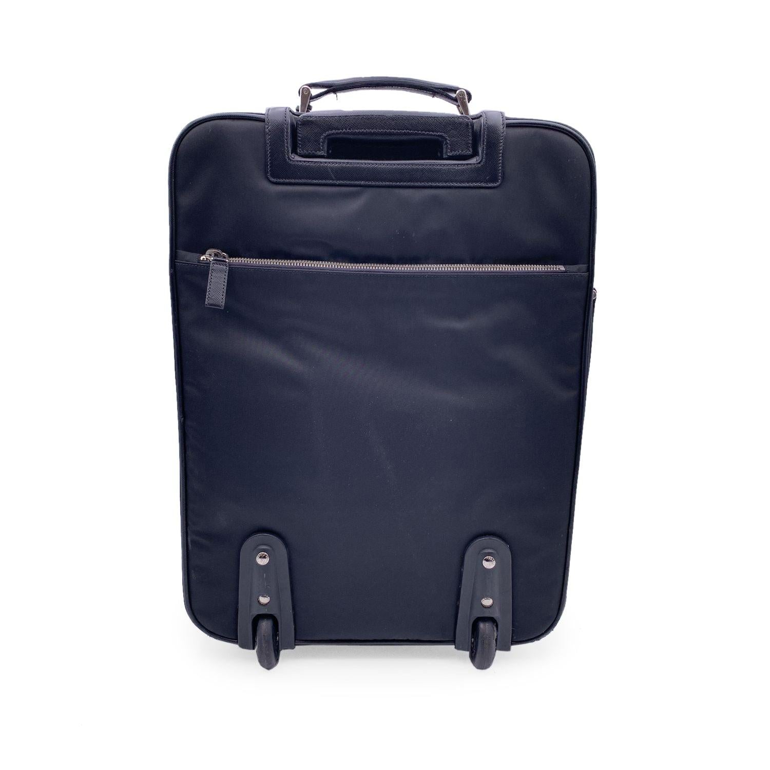 Prada Black Nylon Rolling Suitcase Trolley Luggage Travel Bag In Excellent Condition For Sale In Rome, Rome