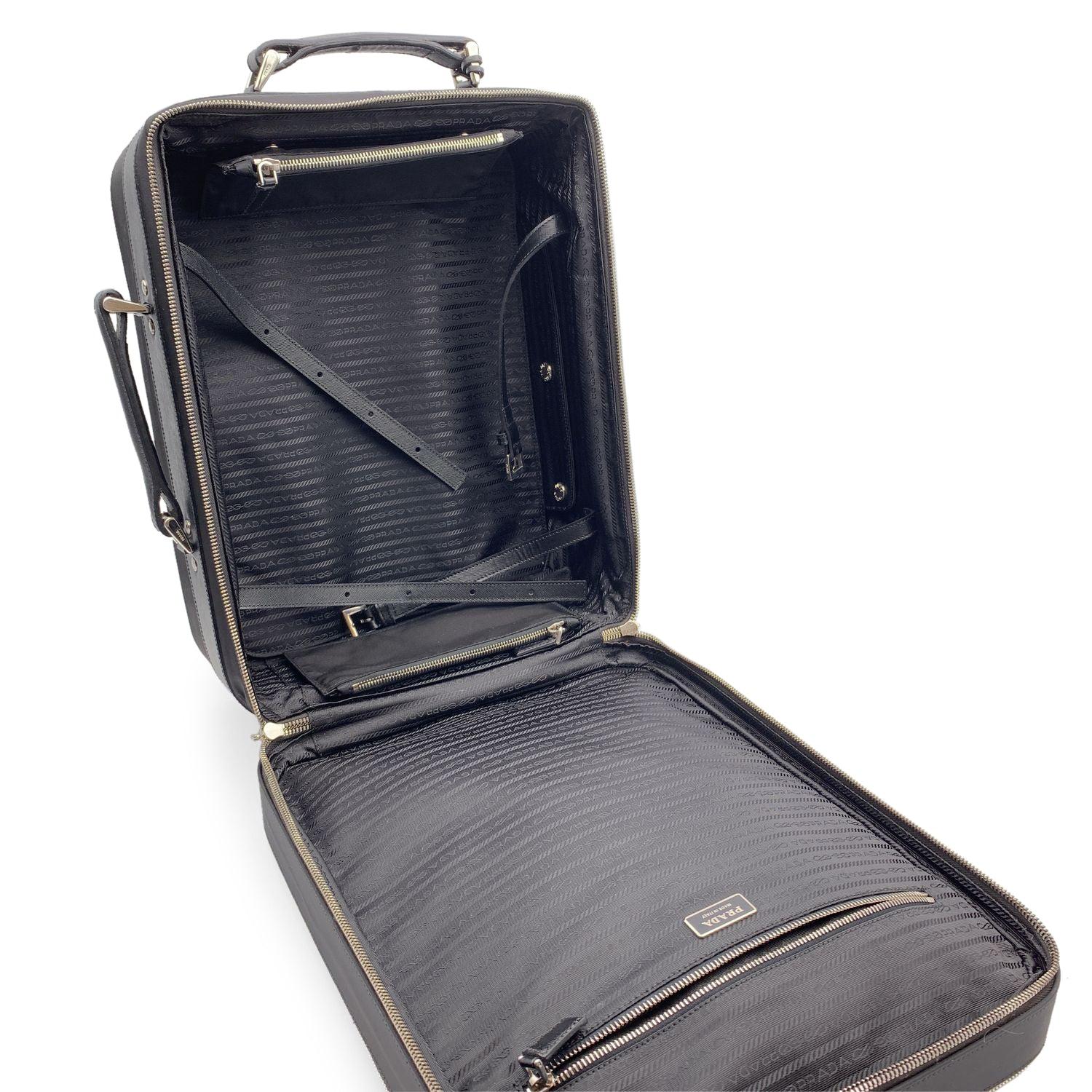 Prada Black Nylon Rolling Suitcase Wheeled Travel Bag Trolley In Excellent Condition For Sale In Rome, Rome