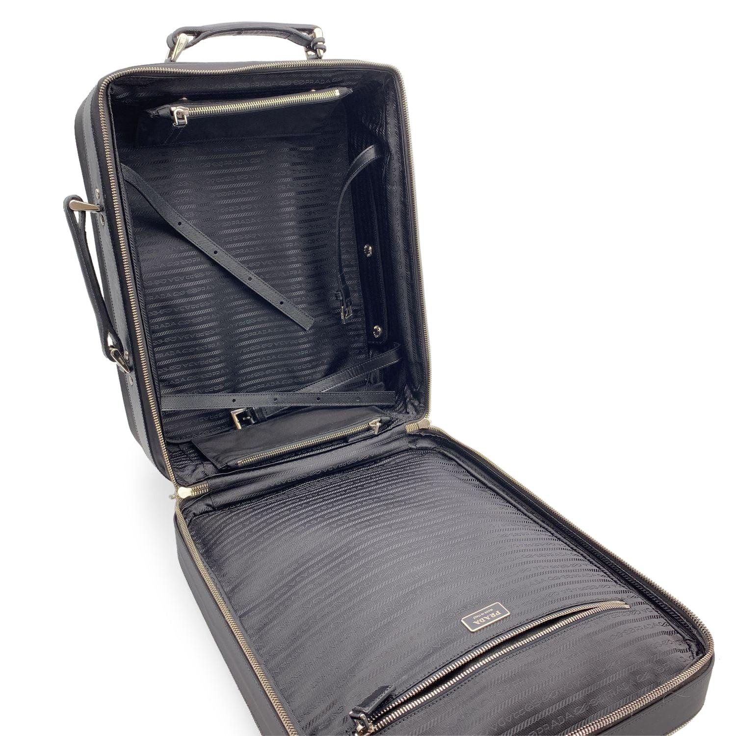 Women's Prada Black Nylon Rolling Suitcase Wheeled Travel Bag Trolley