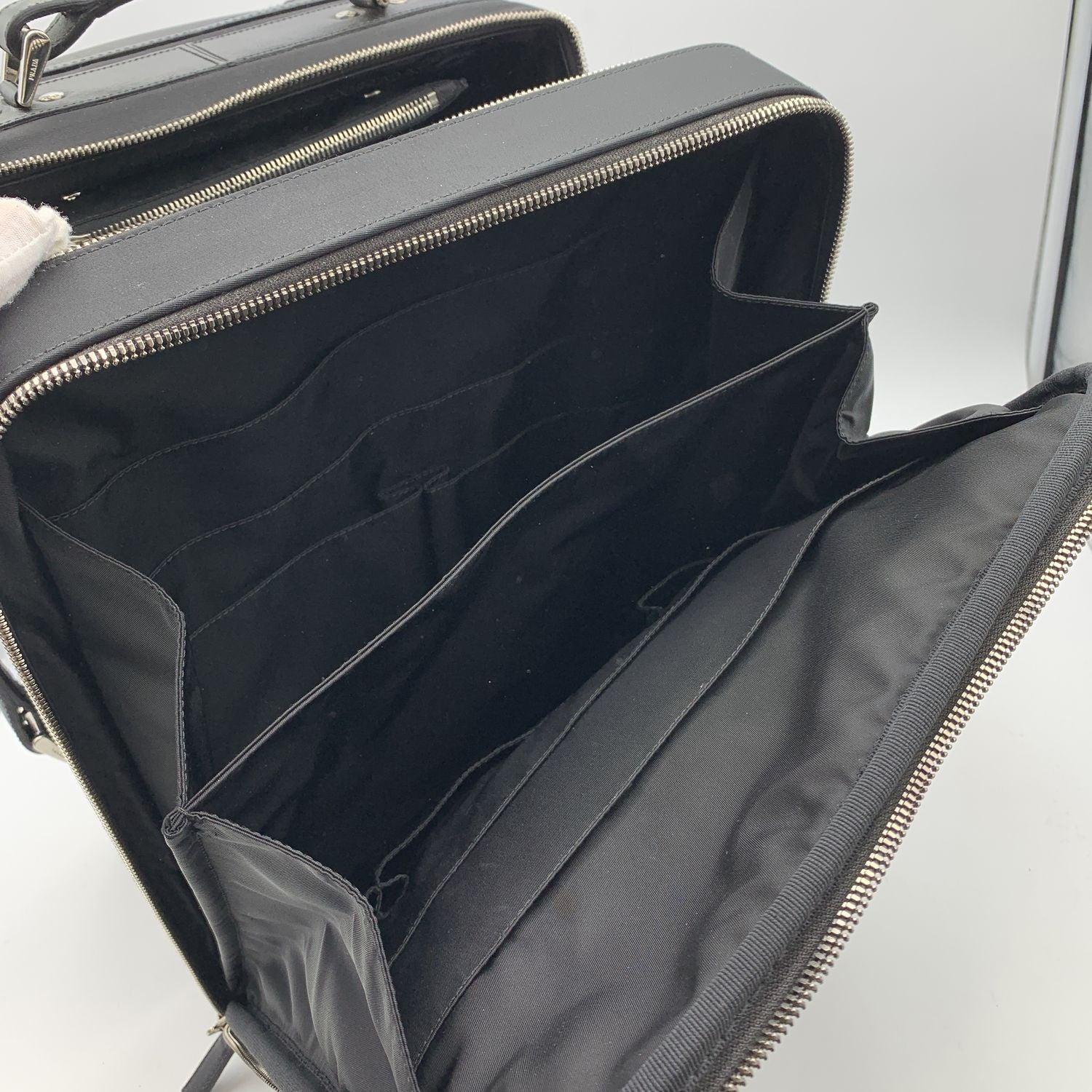 Prada Black Nylon Rolling Suitcase Wheeled Travel Bag Trolley 1
