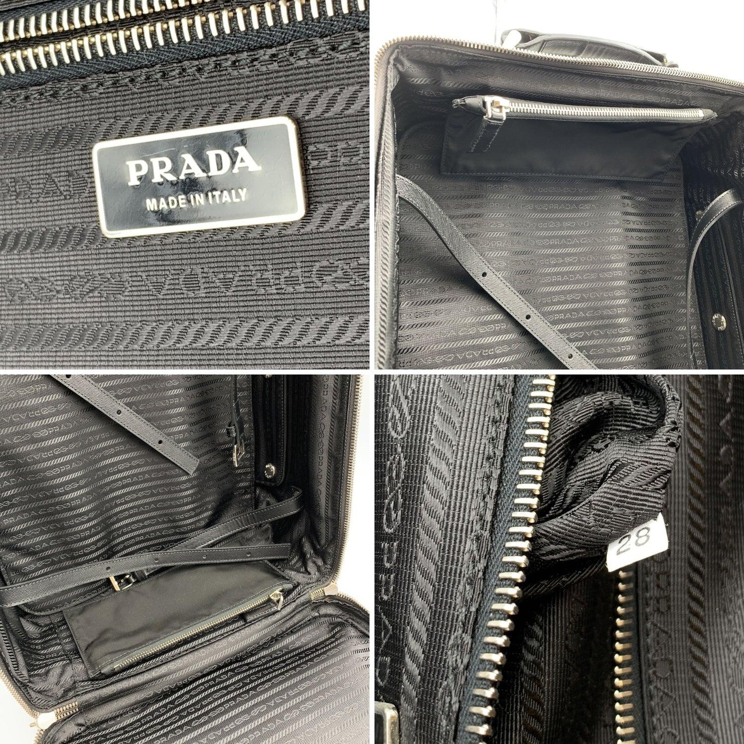 Prada Black Nylon Rolling Suitcase Wheeled Travel Bag Trolley en vente 2