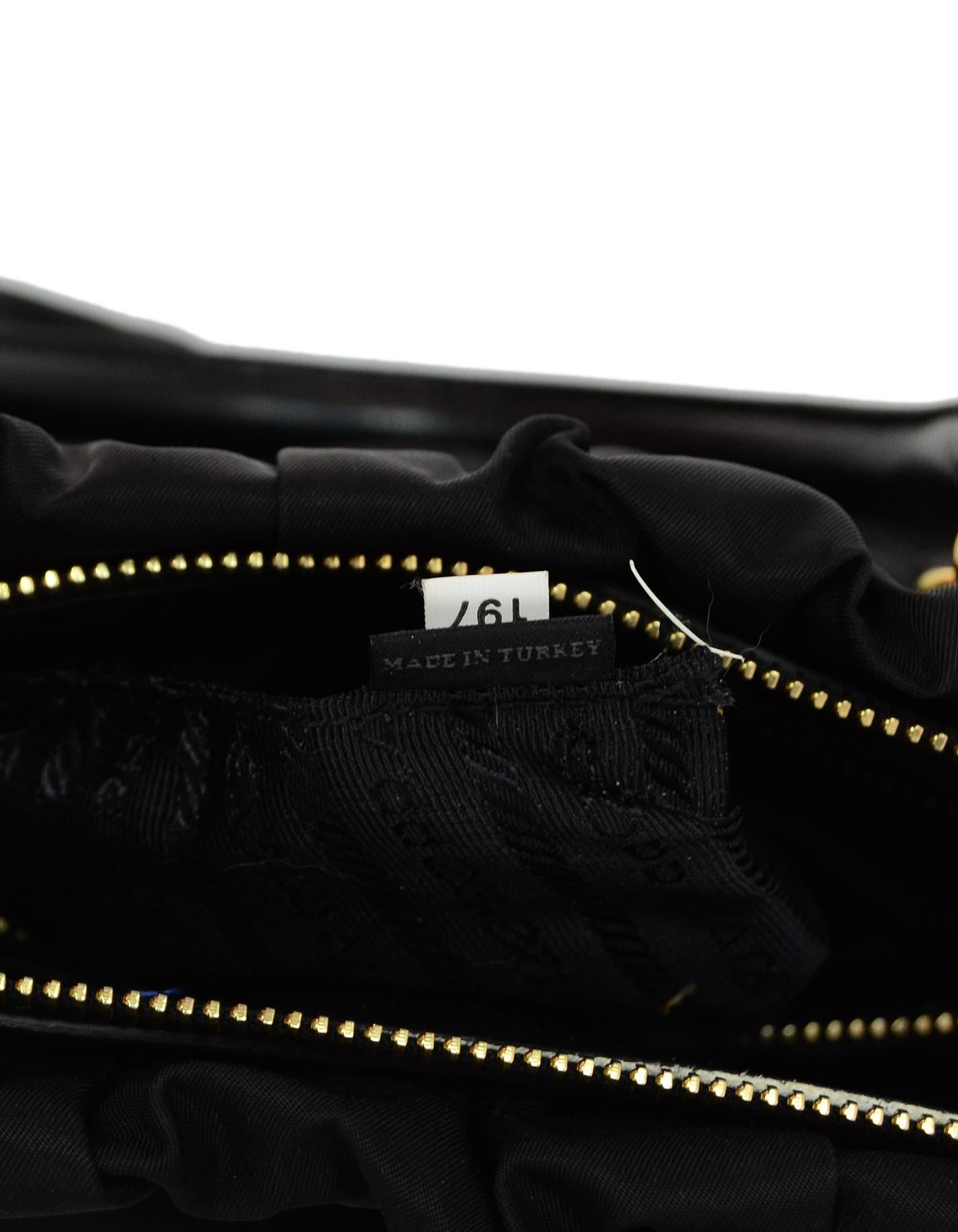 Prada Black Nylon Ruched Tote Bag W/ Strap 5