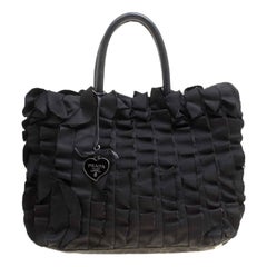 Prada Black Nylon Ruffle Tote