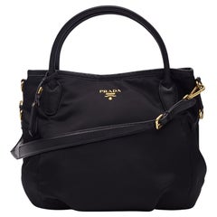 Prada Black Nylon Sacca 2 Manici Hobo Bag