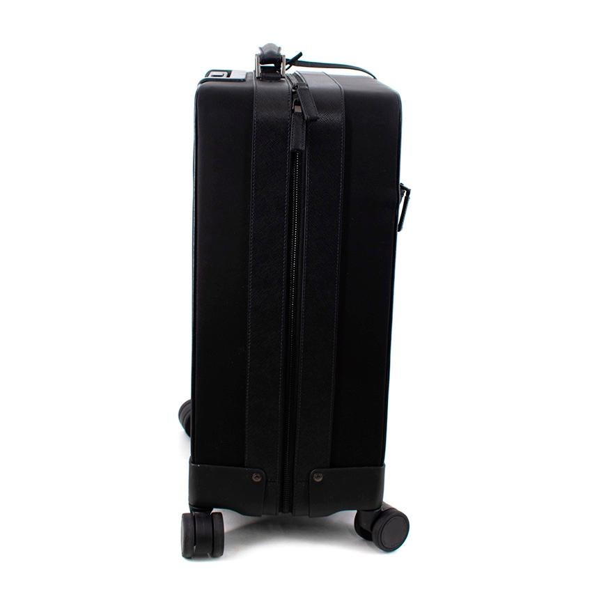 Prada Black Nylon & Saffiano Carry-On Trolley Suitcase In Excellent Condition In London, GB