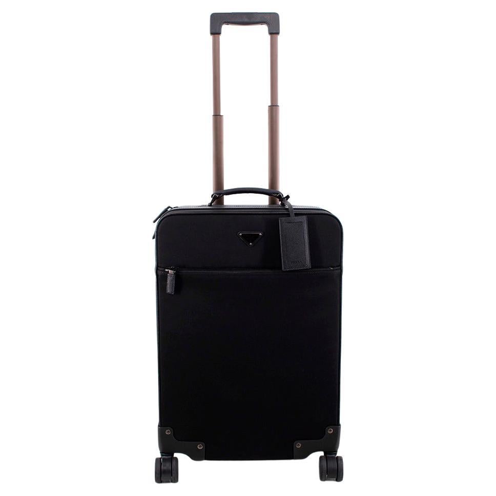 Prada Black Nylon & Saffiano Carry-On Trolley Suitcase