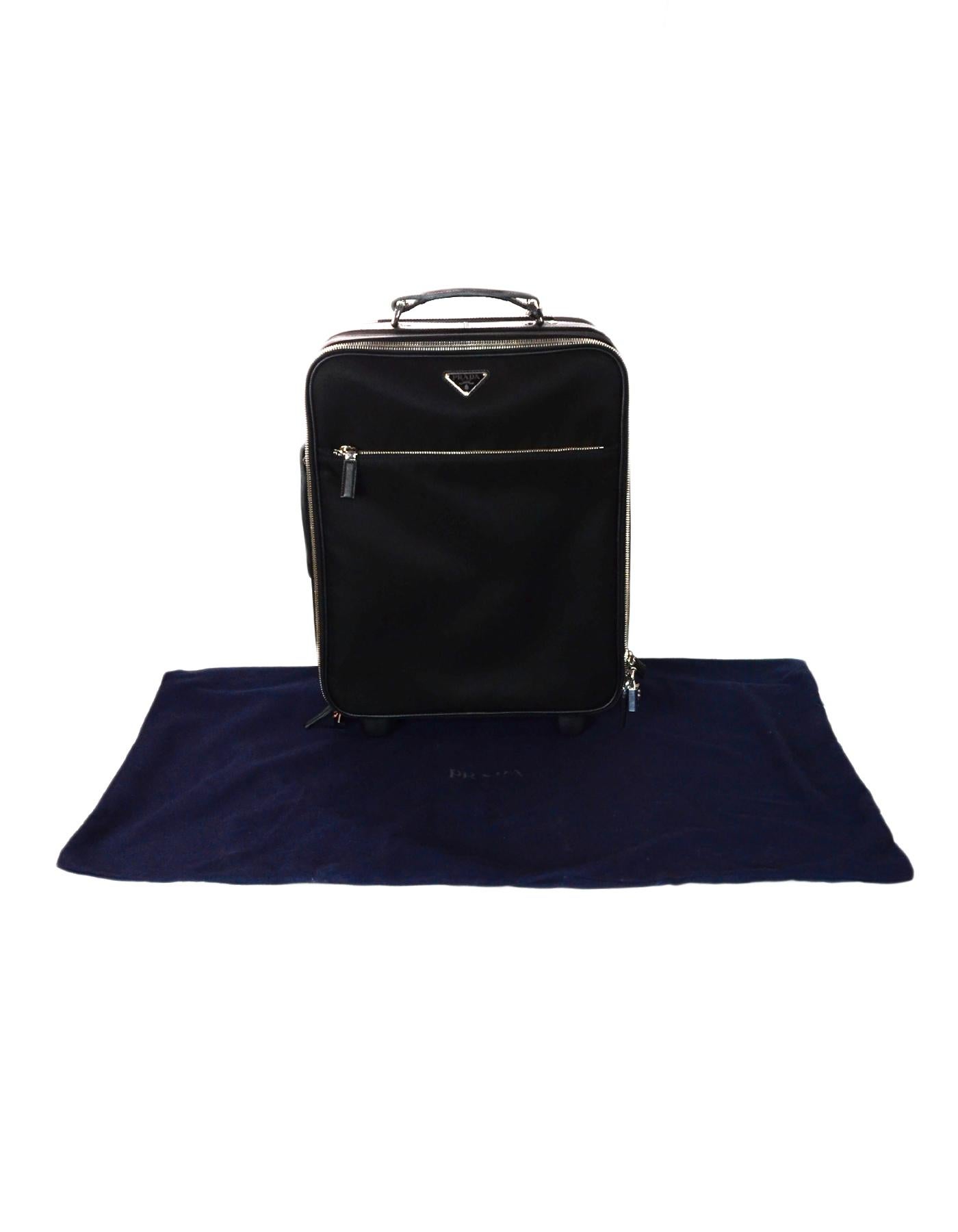 Prada Black Nylon/Saffiano Leather 40cm Carry-On Bag Rolling Luggage Suitcase 4