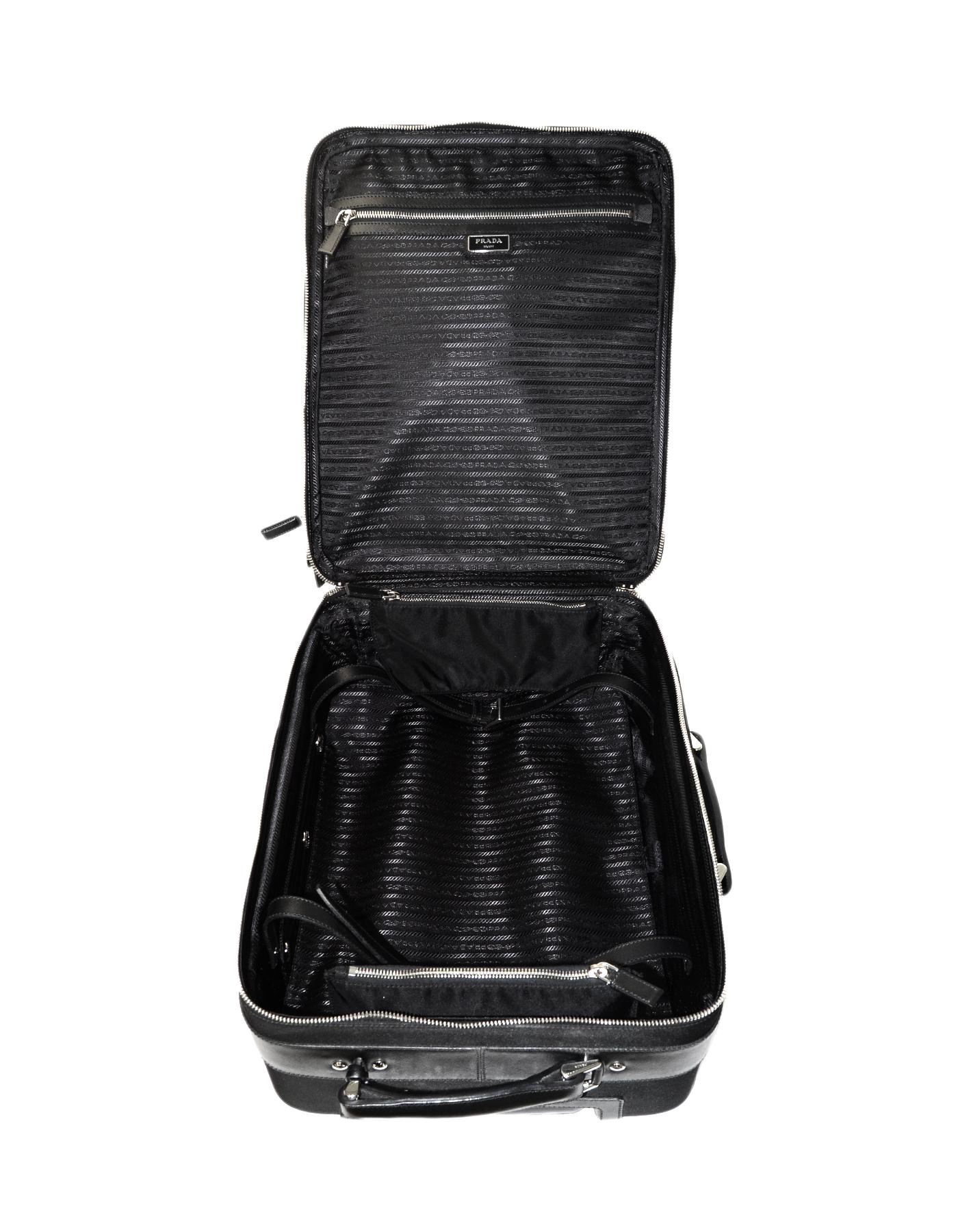 Prada Black Nylon/Saffiano Leather 40cm Carry-On Bag Rolling Luggage Suitcase 1
