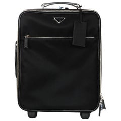 Prada Black Nylon/Saffiano Leather 40cm Carry-On Bag Rolling Luggage Suitcase