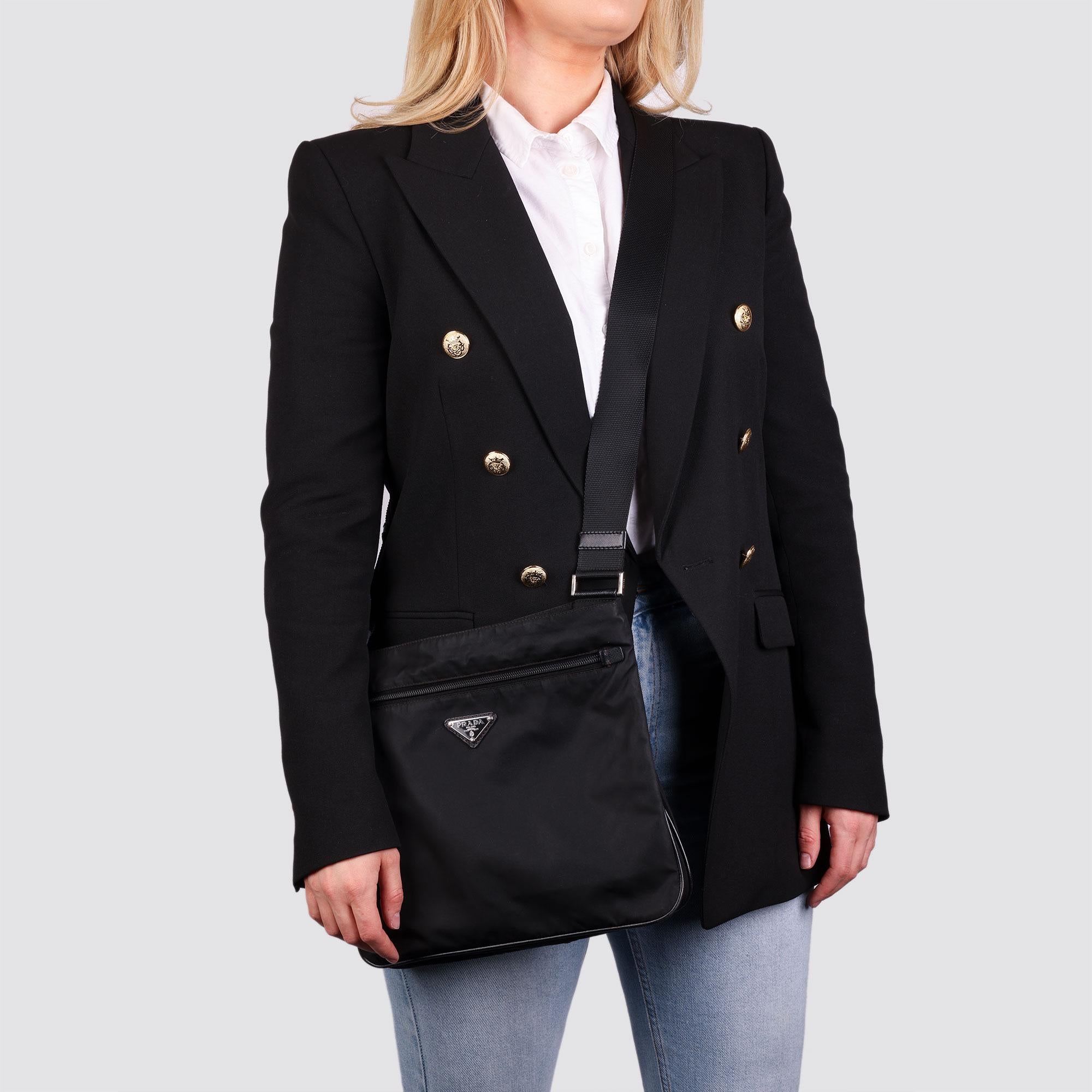 Prada Black Nylon & Saffiano Leather Crossbody Bag  1