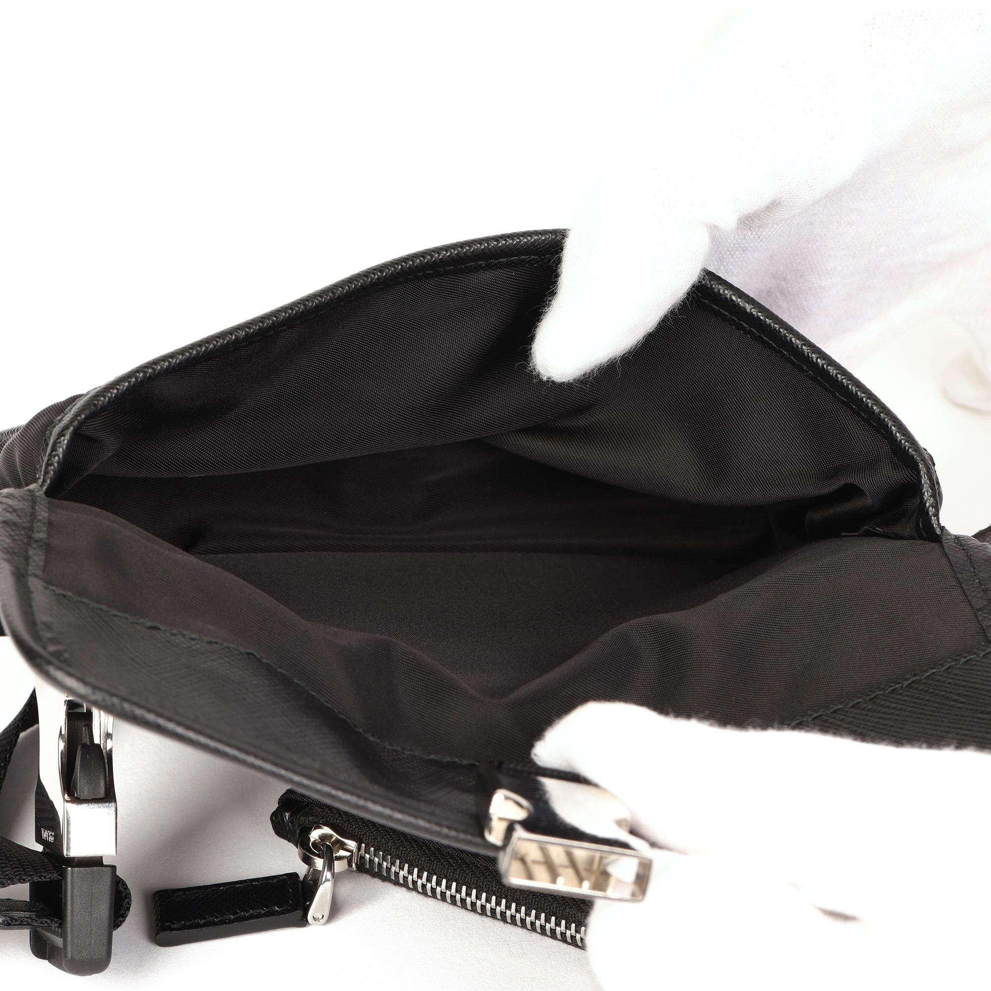 Prada Black Nylon & Saffiano Leather Pocket Belt Bag In Excellent Condition In Bishop's Stortford, Hertfordshire