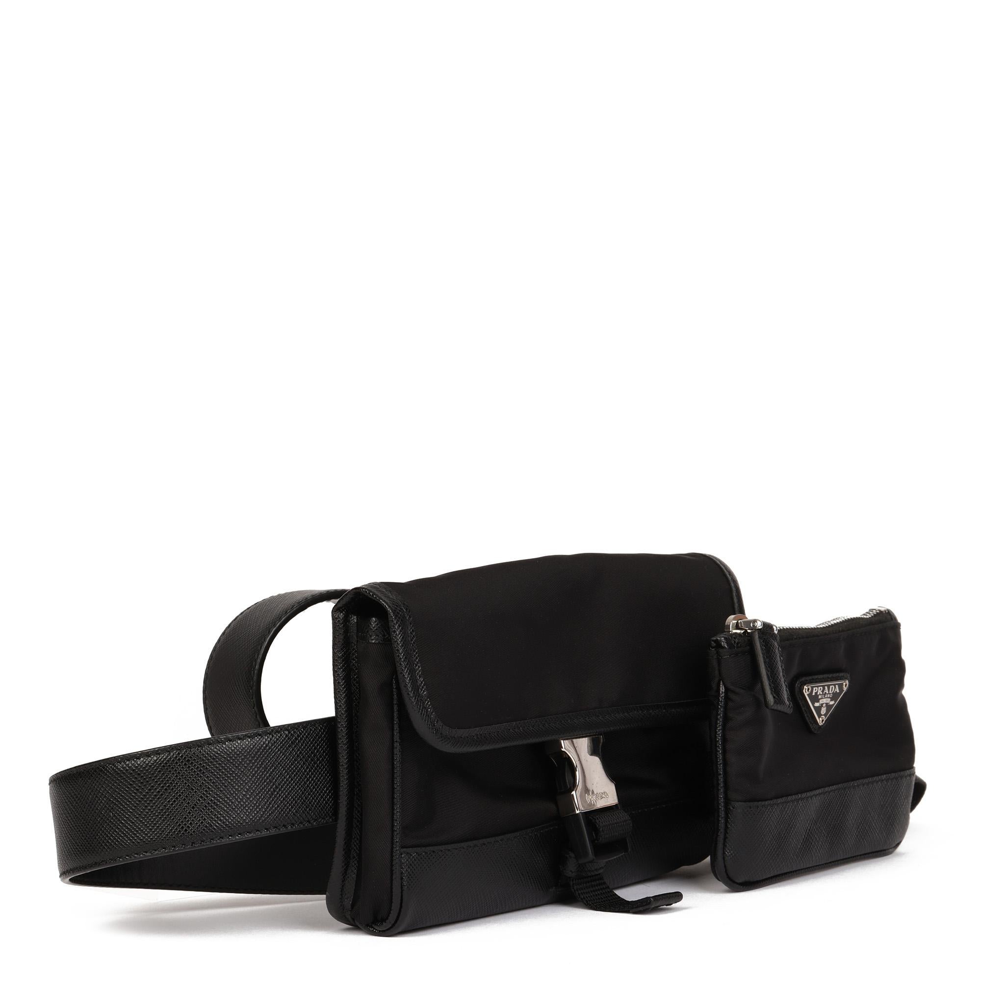 Prada Black Nylon & Saffiano Leather Pocket Belt Bag 2