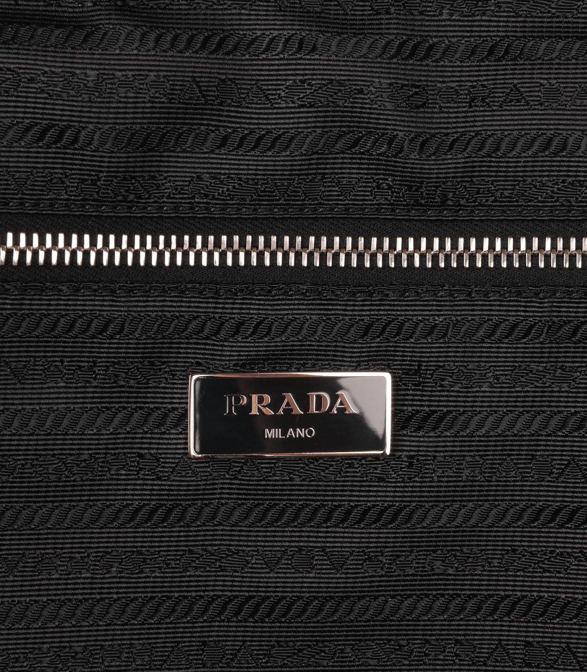 Prada Black Nylon & Saffiano Leather Rolling Case 4