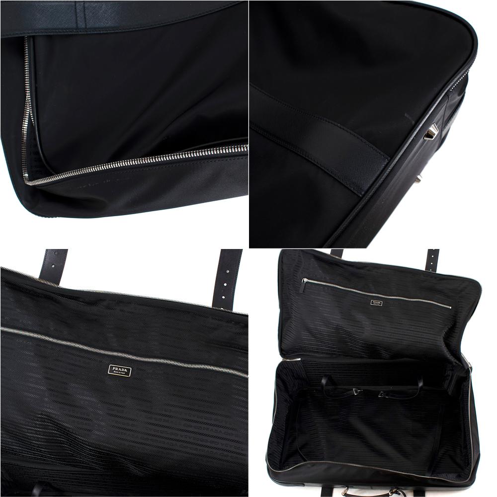 Prada Black Nylon & Saffiano Leather Semi-Rigid Suitcase For Sale 4