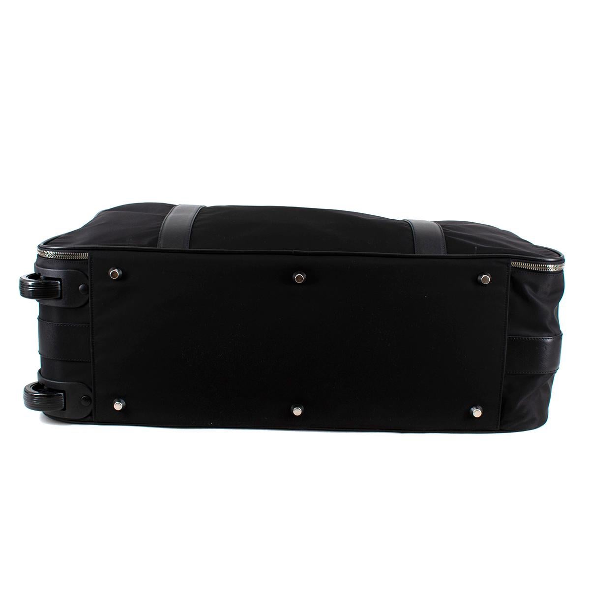Prada Black Nylon & Saffiano Leather Semi-Rigid Suitcase In Excellent Condition For Sale In London, GB
