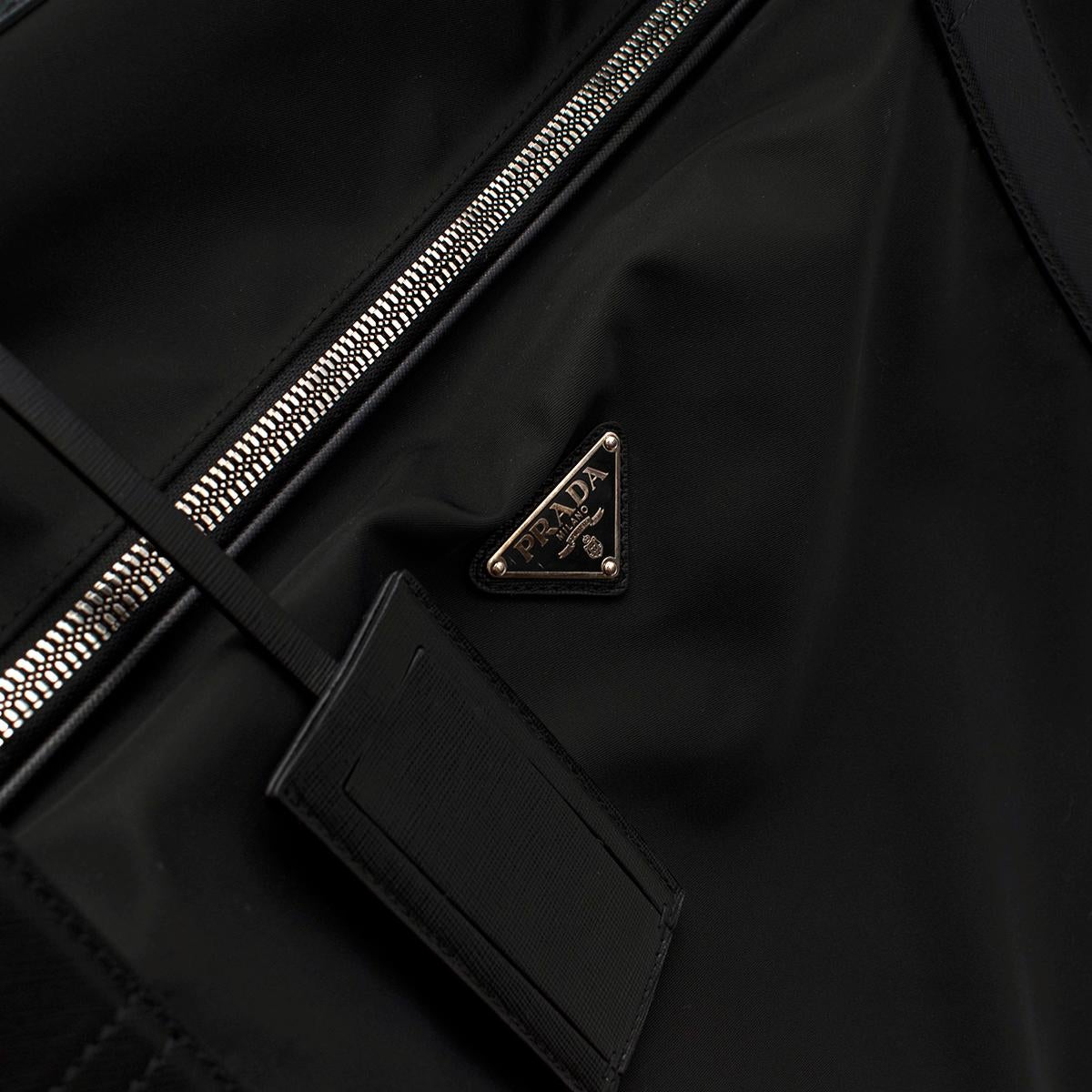 Women's or Men's Prada Black Nylon & Saffiano Leather Semi-Rigid Suitcase For Sale
