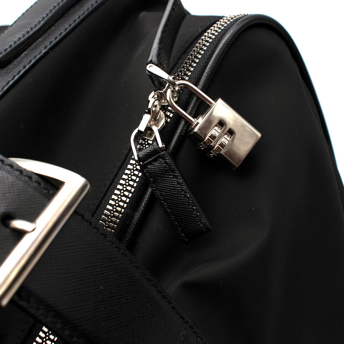 Prada Black Nylon & Saffiano Leather Semi-Rigid Suitcase For Sale 2