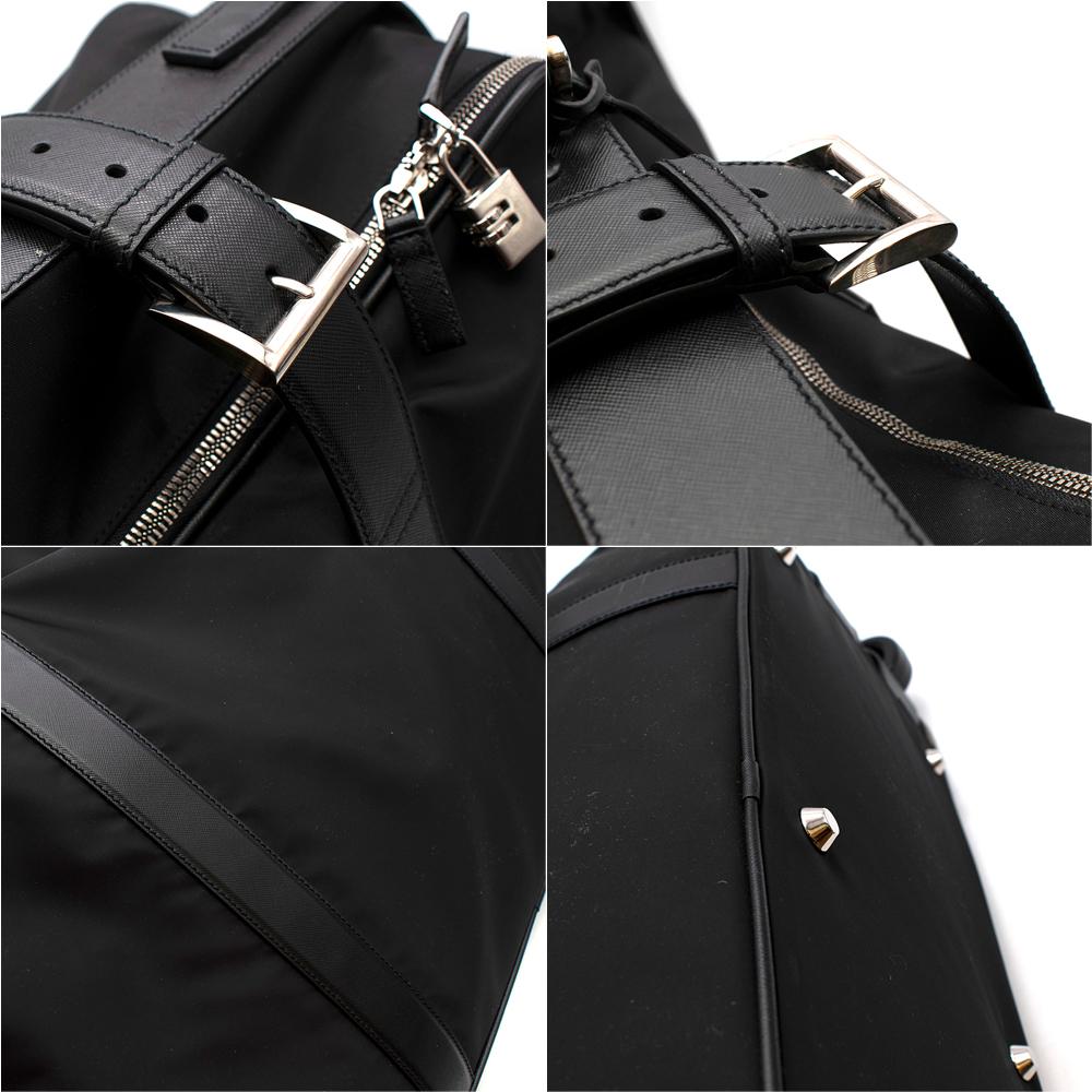 Prada Black Nylon & Saffiano Leather Semi-Rigid Suitcase For Sale 3