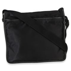 Prada Black Nylon Saffiano Logo Buckle Messenger Bag