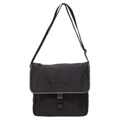 Prada Black Nylon & Saffiano Messenger Bag