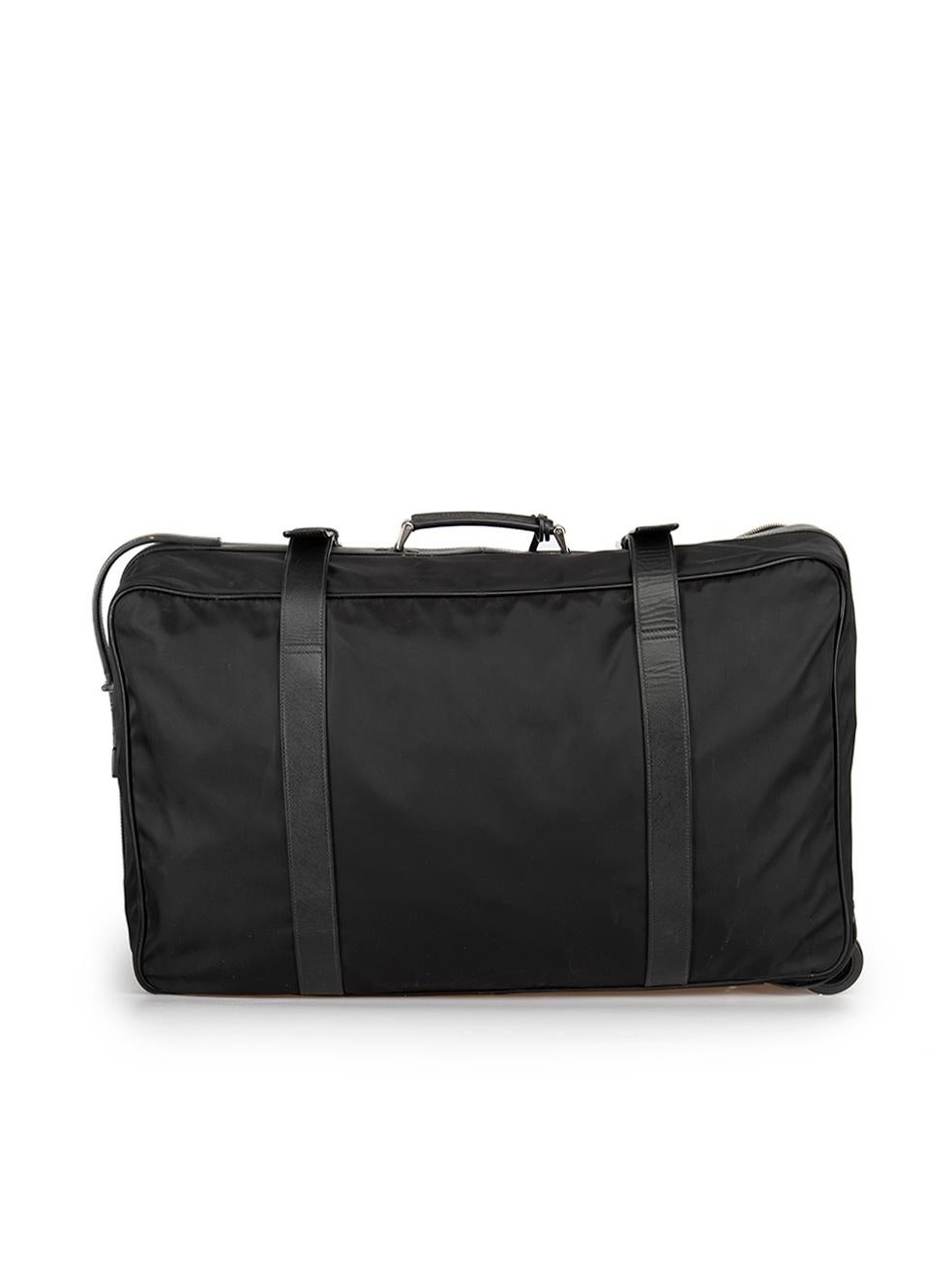 Prada Black Nylon Semi-Rigid Wheeled Suitcase In Excellent Condition For Sale In London, GB