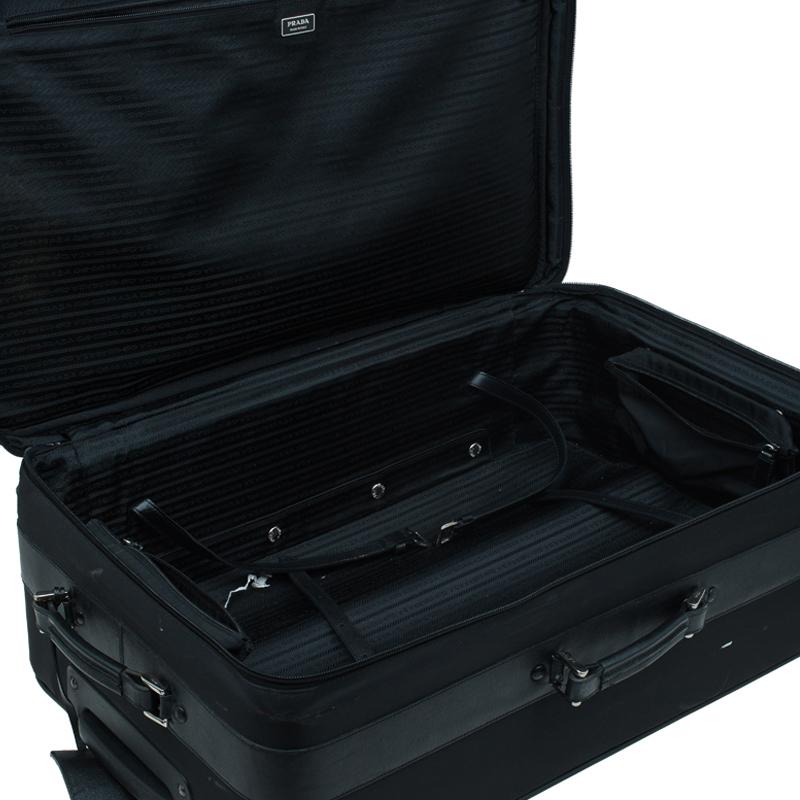 Prada Black Nylon Signature Rolling Suitcase 12