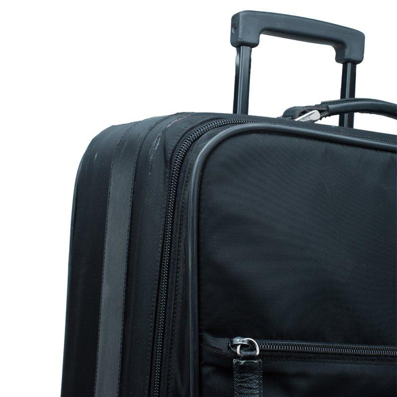 Prada Black Nylon Signature Rolling Suitcase 1