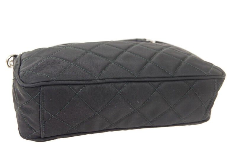 Prada mini Boston bag black silver BR3150 handbag nylon leather used PRADA  logo