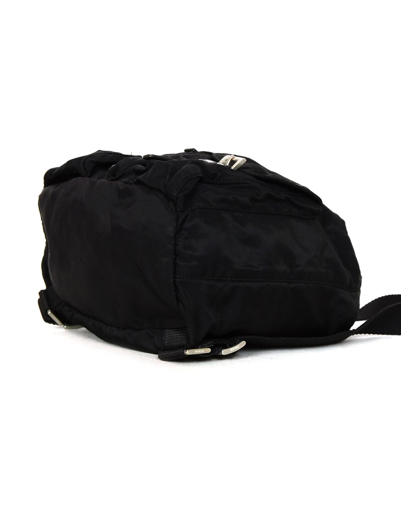 Prada Black Nylon Small Double Buckle Pocket Backpack Bag 1