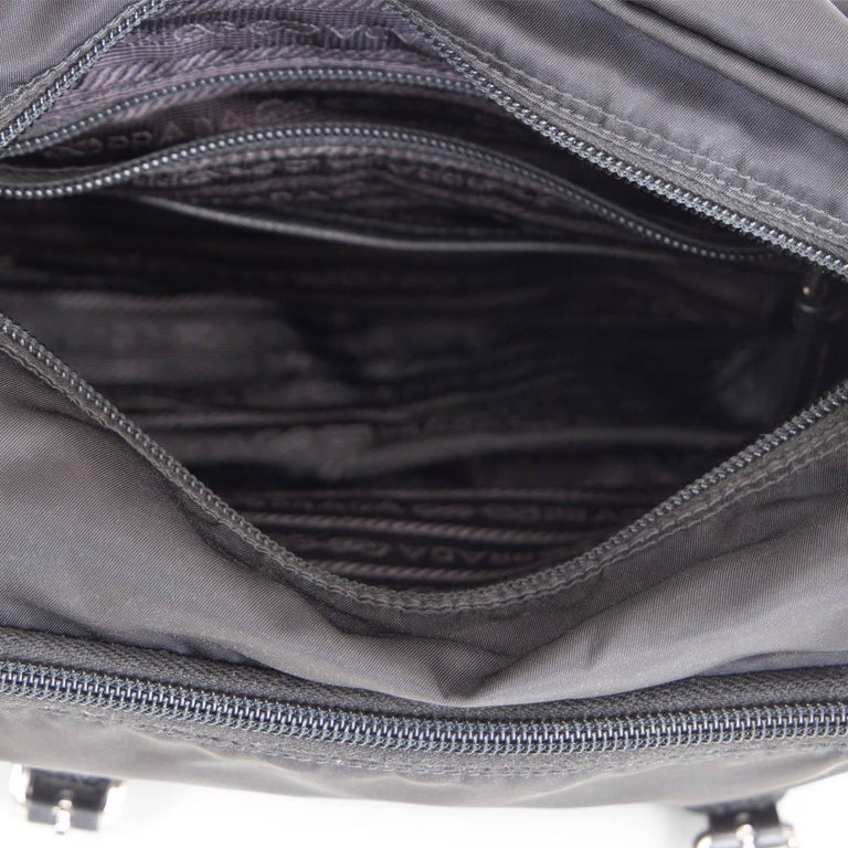 PRADA black nylon STUDDED NEW VELA MESSENGER Shoulder Bag at 1stDibs