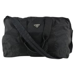 Vintage Prada Black Nylon Tessuto 2way Travel Bag 6PR1019 