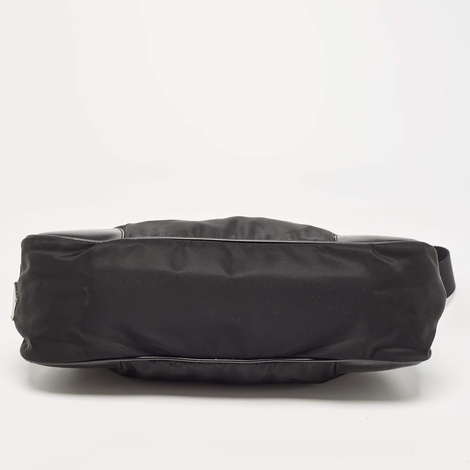 Prada Black Nylon Tessuto and Leather Baguette Bag 3