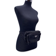 Prada Black Nylon Tessuto Canvas Belt Waist Bag Pouch