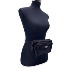 Prada Black Nylon Tessuto Canvas Extra Small Belt Waist Bag Pouch