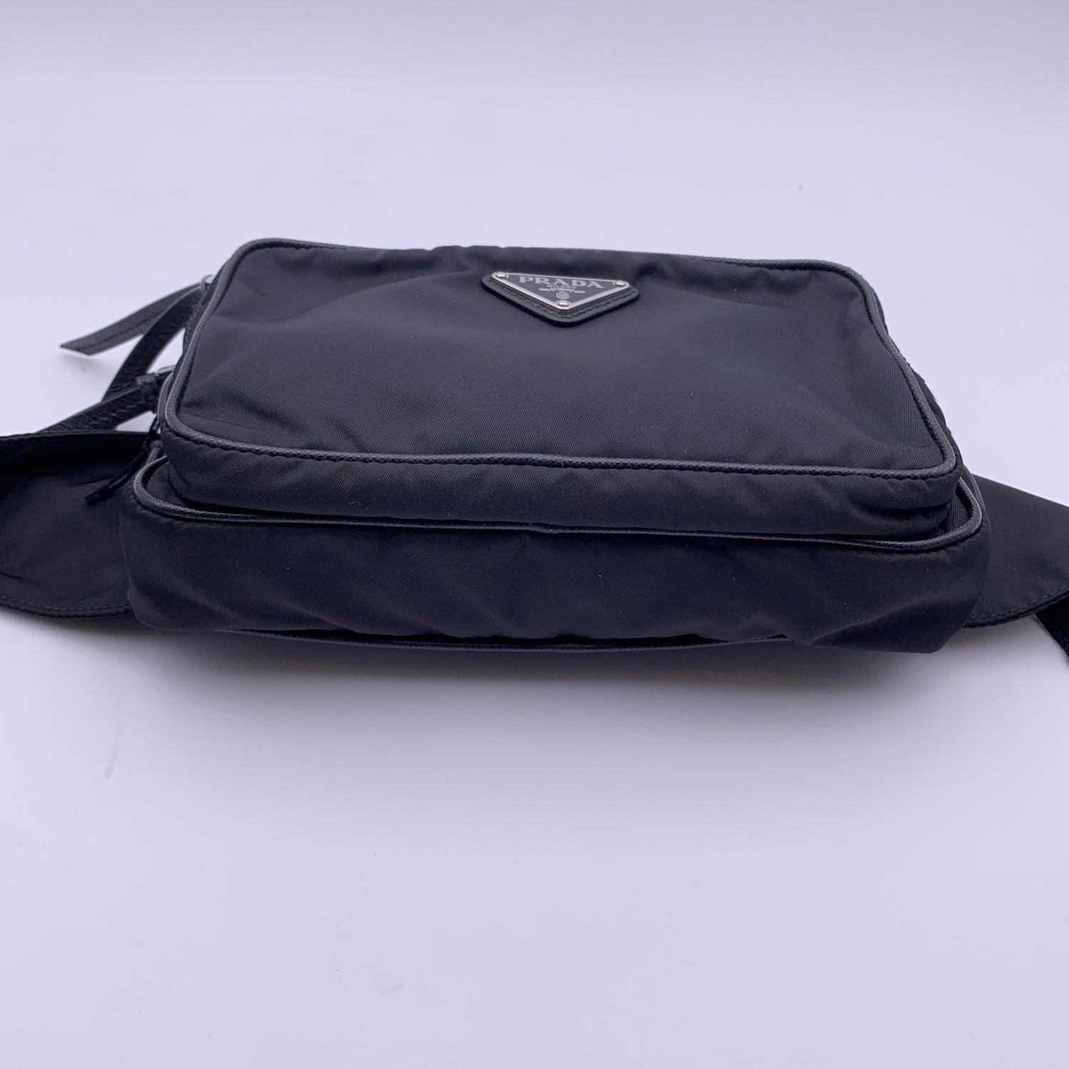 Prada Black Nylon Tessuto Canvas Extra Small Belt Waist Bag Pouch 1