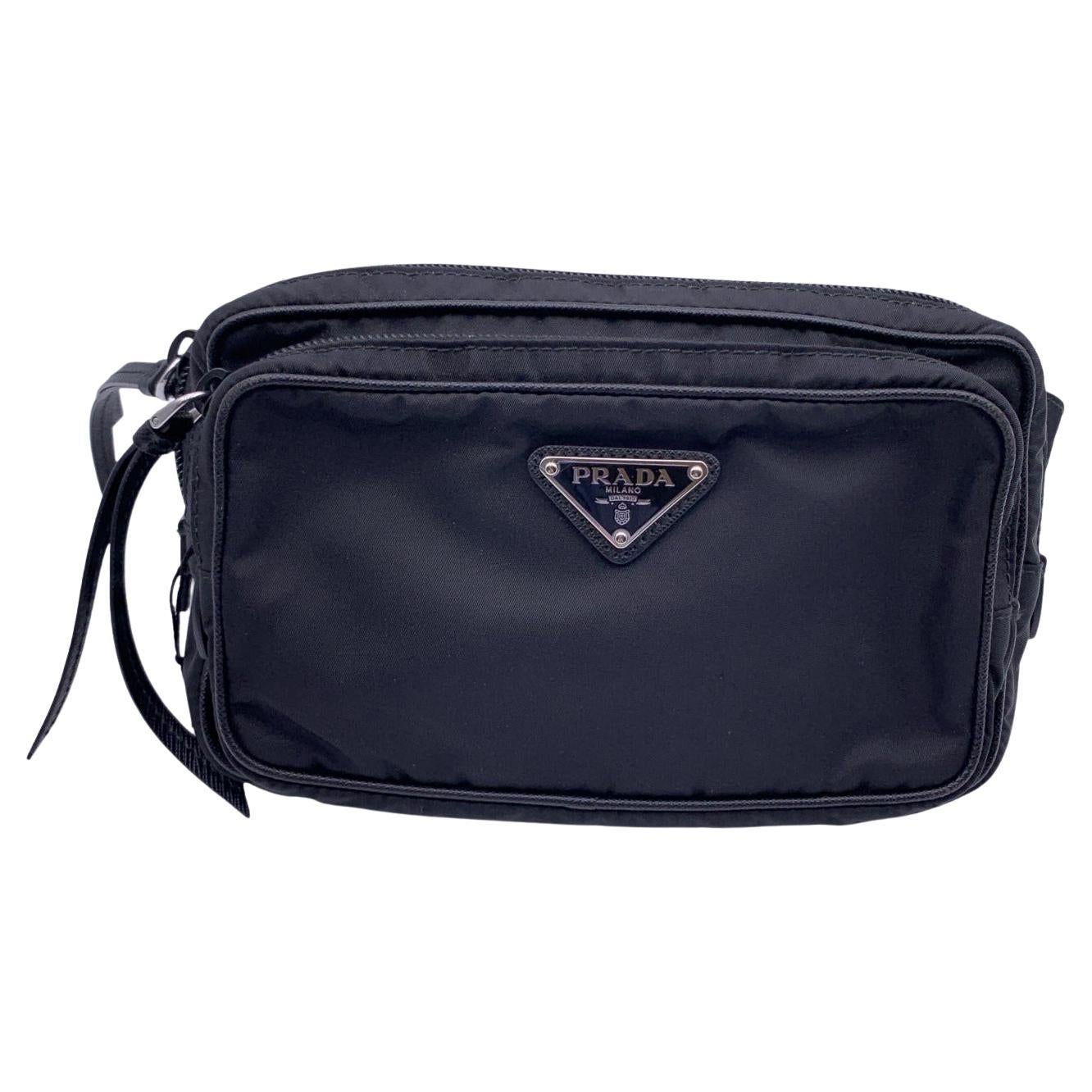 Prada Black Nylon Tessuto Canvas Extra Small Belt Waist Bag Pouch