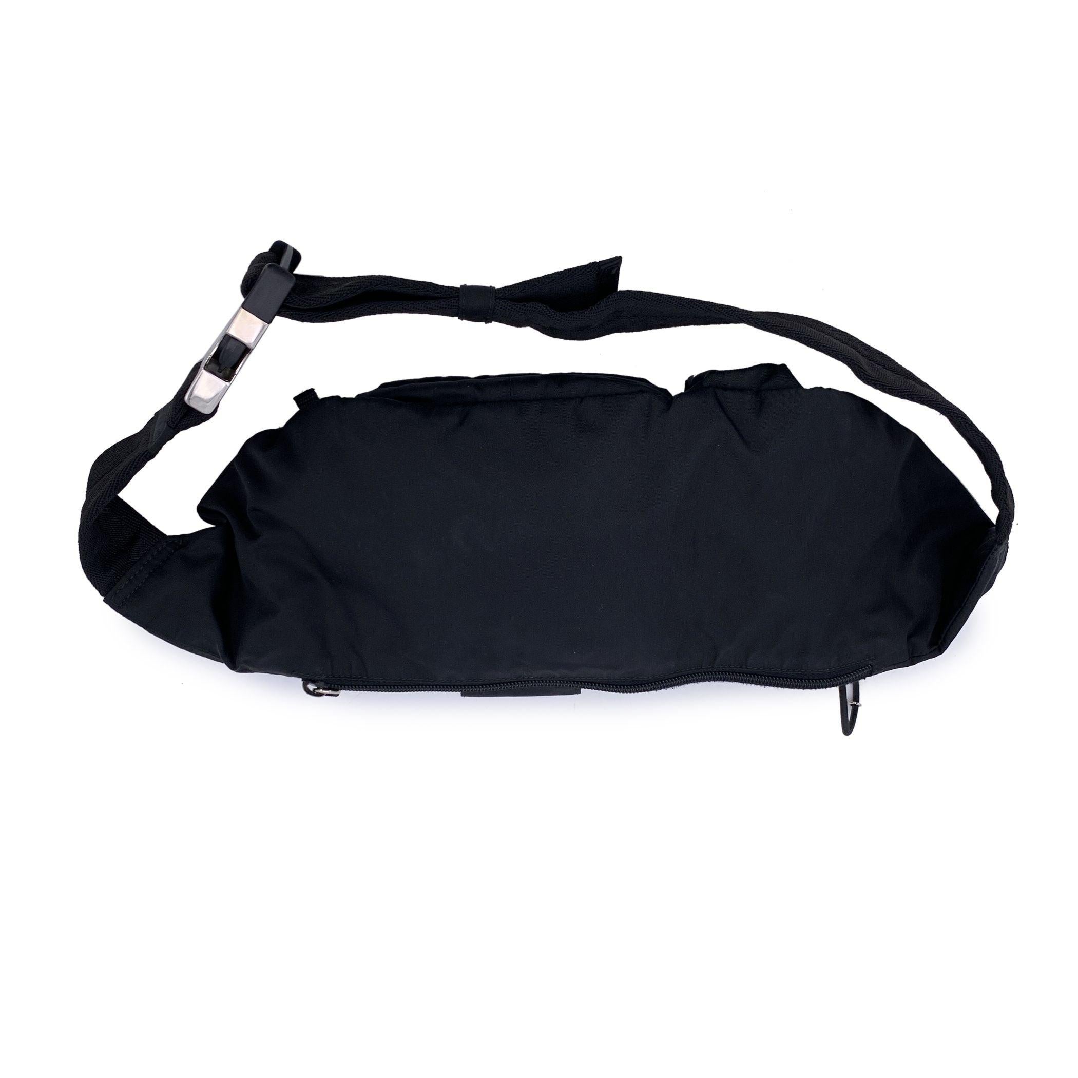 Women's or Men's Prada Black Nylon Tessuto Canvas Multipocket Belt Waist Bag Pouch