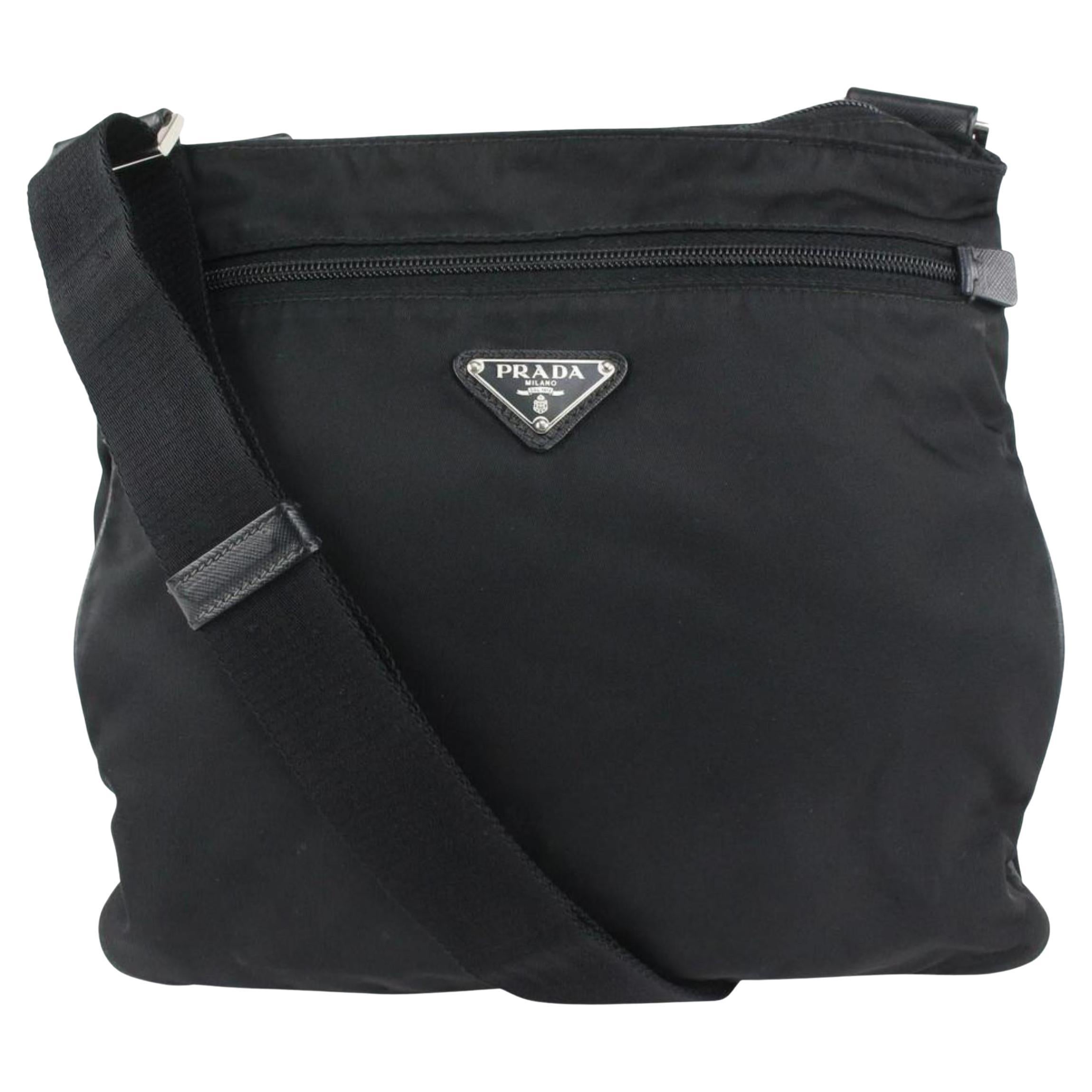 Prada Black Nylon Tessuto Messenger Crossbody Bag 916pr90 For Sale at  1stDibs